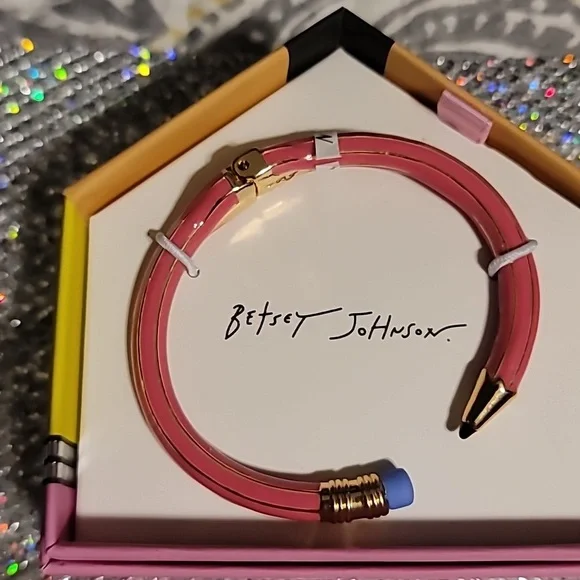 Betsey Johnson Pink Pencil Bracelet and Earring Set - Picture 2 of 6